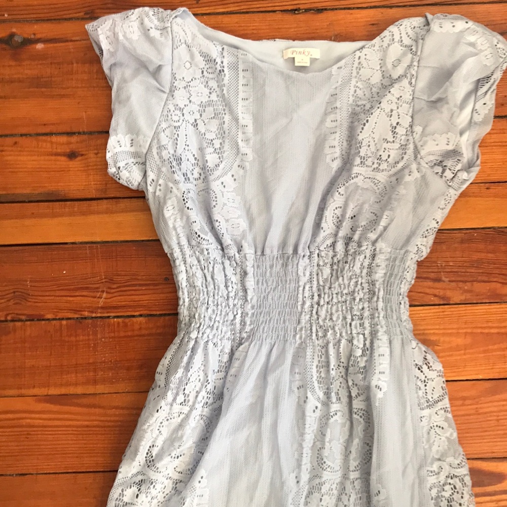 Pale blue. Lace. Delicate details.